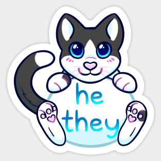 Kitty Pronouns - He/They Sticker